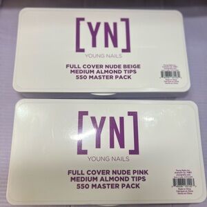 Young Nails Full Cover Nude And Pink Almond Tips Master. 2 Pack